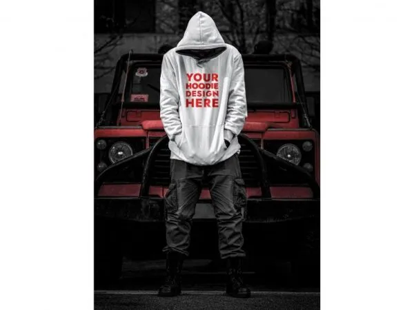 Front View of Hoodie on a Young Man Mockup 1