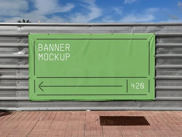 Front View of Horizontal Banner on Construction Fence Mockup 1