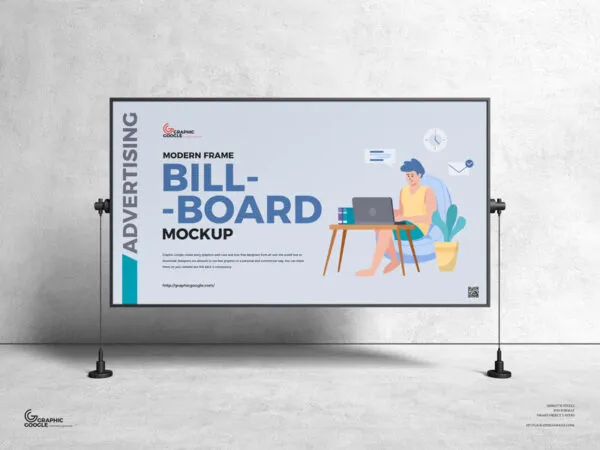 Front View of Horizontal Modern Billboard Mockup 1