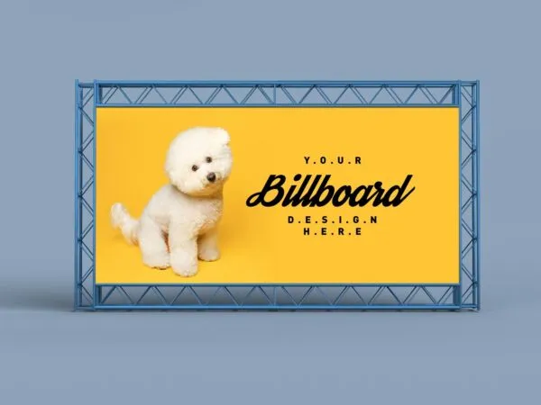 Front View of Horizontal Simple Billboard Backdrop Mockup 1