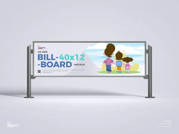 Front View of Horizontal Wide Billboard Mockup 1