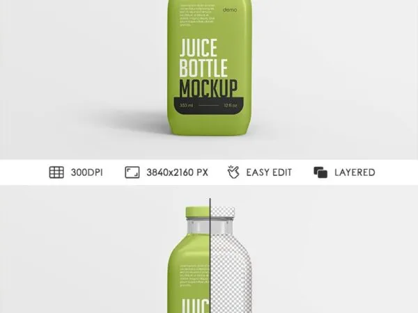 Front View of Juice Bottle Mockup 1