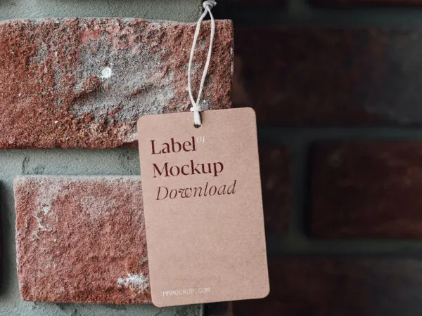 Front View of Label Mockup on Brick Wall 1