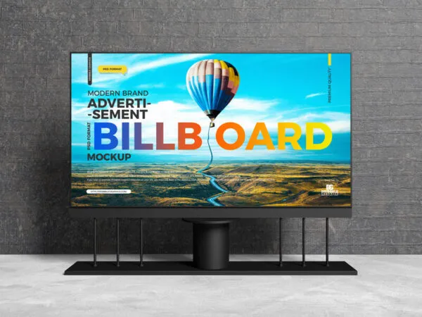 Front View of Large Horizontal Billboard Mockup in Indoor Setting 1