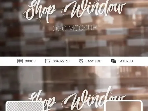 Front View of Logo on Shop Window Mockup 1