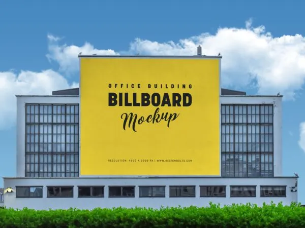 Front View of Majestic Office Building Billboard Mockup 1