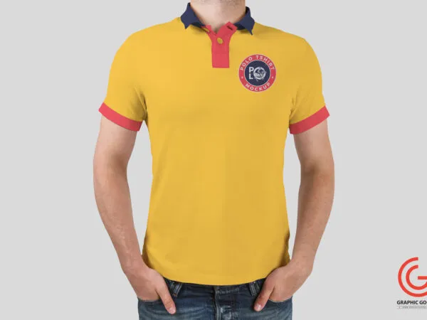 Front View of Man Wearing Polo Shirt Mockup 1