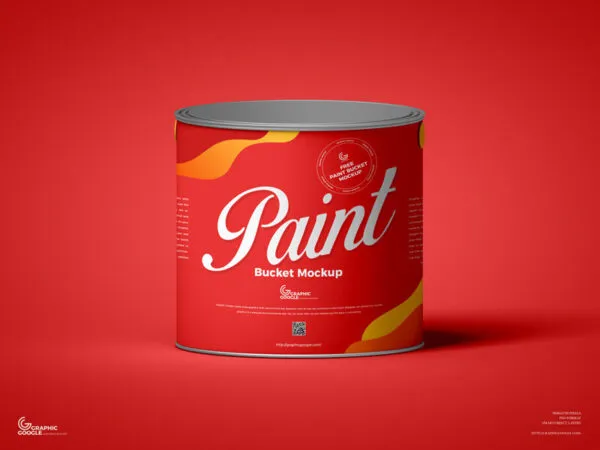 Front View of Metal Paint Bucket Mockup 1