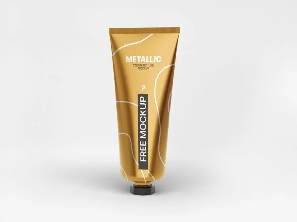 Front View of Metallic Cosmetic Tube Mockup 1
