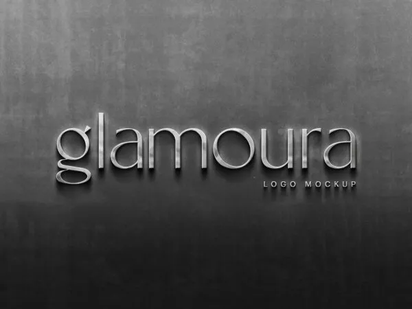 Front View of Metallic Signage Logo Mockup 1