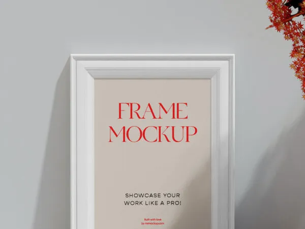 Front View of Mini Frame Mockup with Flower 1