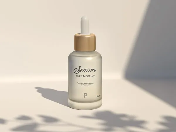 Front View of Minimal Frosted Dropper Bottle Mockup 1
