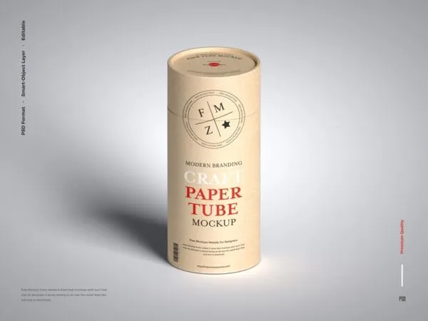 Front View of Modern Branding Craft Paper Tube Mockup 1