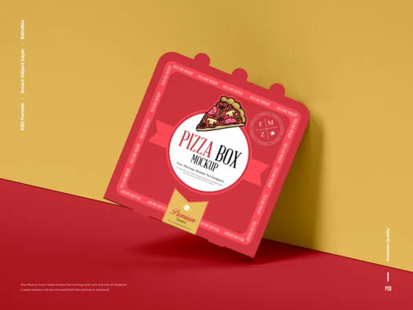 Front View of Modern Packaging Pizza Box Mockup 1
