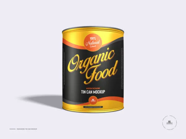 Front View of Modern Packaging Tin Can Mockup 1