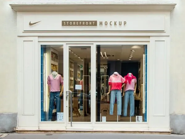 Front View of Modern Storefront Logotype Mockup 1