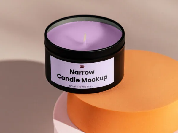 Front View of Narrow Rounded Candle Mockup 1