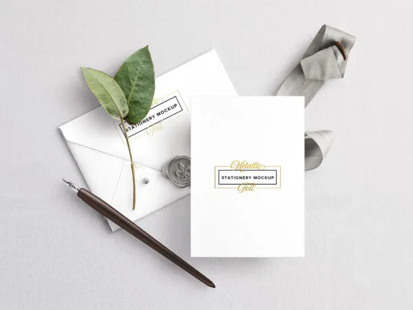 Front View of Neat Wedding Invitation Set Mockup 1