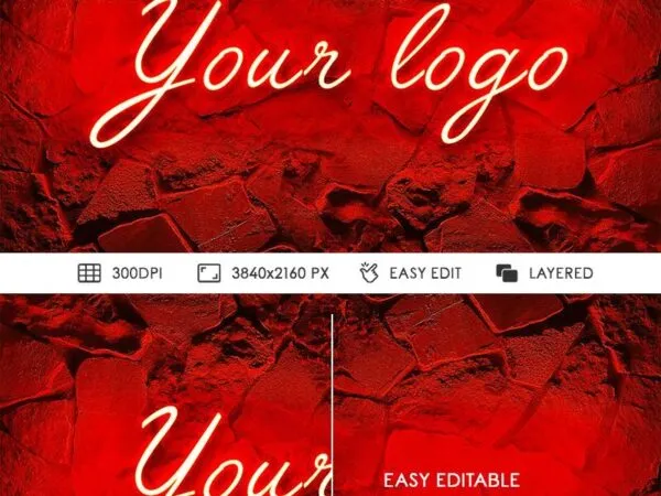 Front View of Neon Logo Mockup Text Effect 1