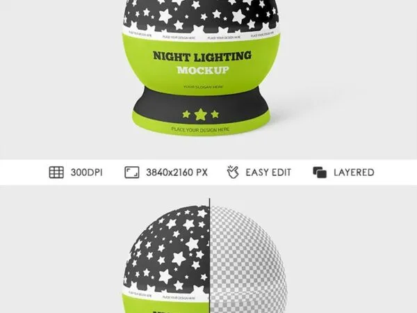 Front View of Night Lighting Projection Lamp Mockup 1