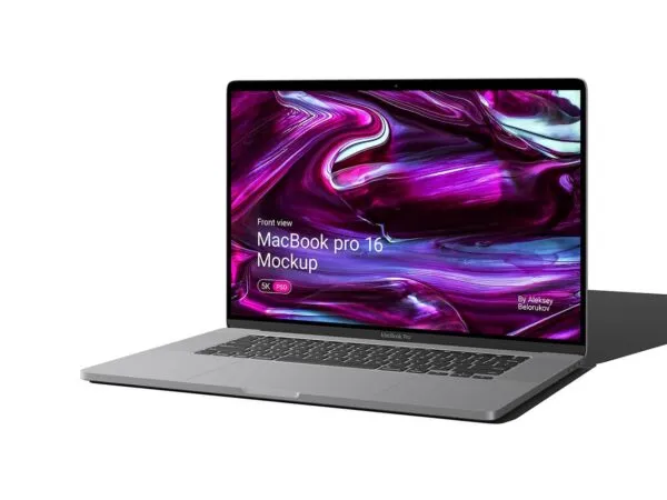 Front View of Open MacBook Pro 16 Mockup 1