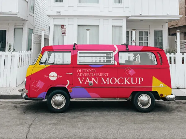 Front View of Outdoor Advertisement Van Mockup 1