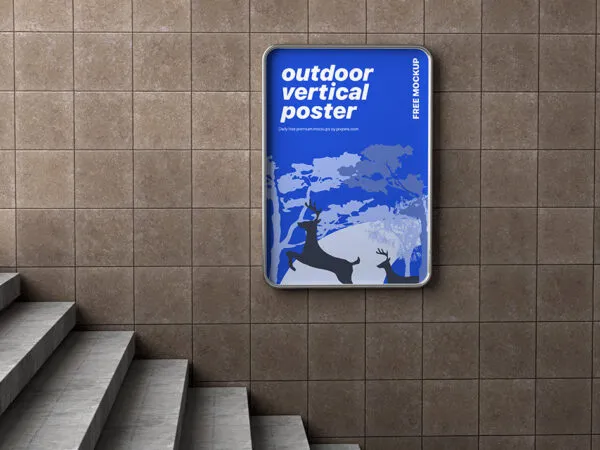 Front View of Outdoor Vertical Poster Mockup 1