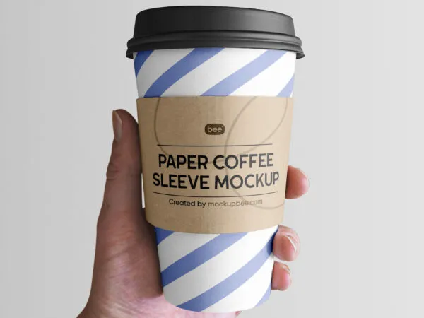 Front View of Paper Cup Mockup with Sleeve 1