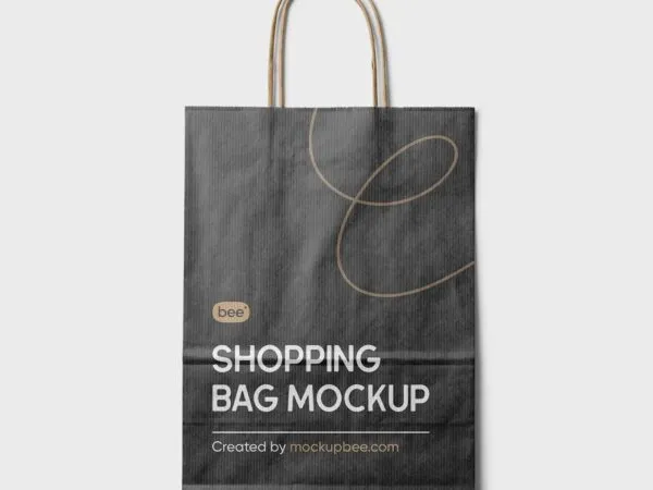 Front View of Paper Shopping Bag Mockup 1