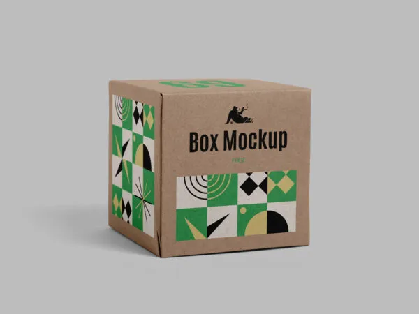 Front View of Paper Square Box Mockup 1