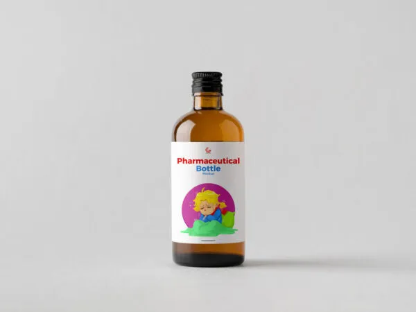 Front View of Pharmaceutical Glass Bottle Mockup 1