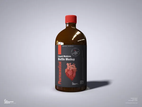 Front View of Pharmaceutical Glass Liquid Bottle Mockup 1