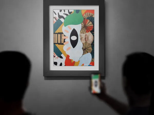 Front View of Photo Frame on Art Gallery Wall Mockup 1