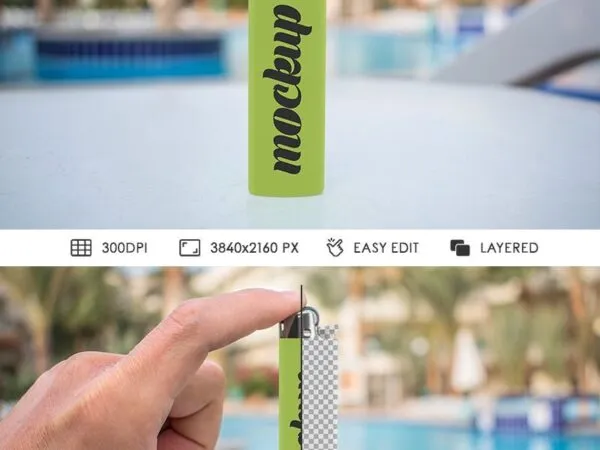 Front View of Plastic Lighter Mockup 1