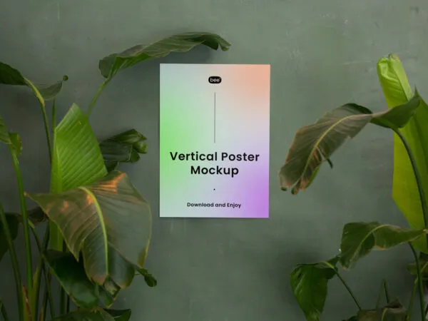 Front View of Poster Mockup with Plant 1