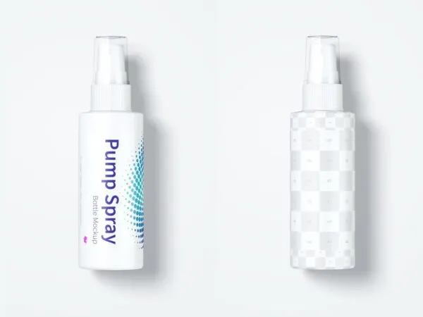 Front View of Pump Spray Bottle with Transparent Cap Mockup 1