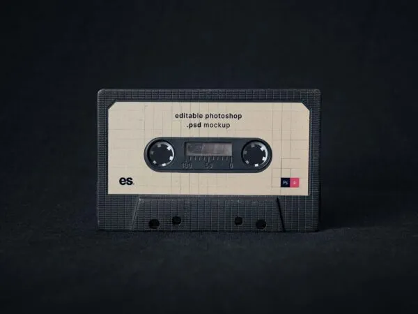 Front View of Real Cassette Tape Mockup 1
