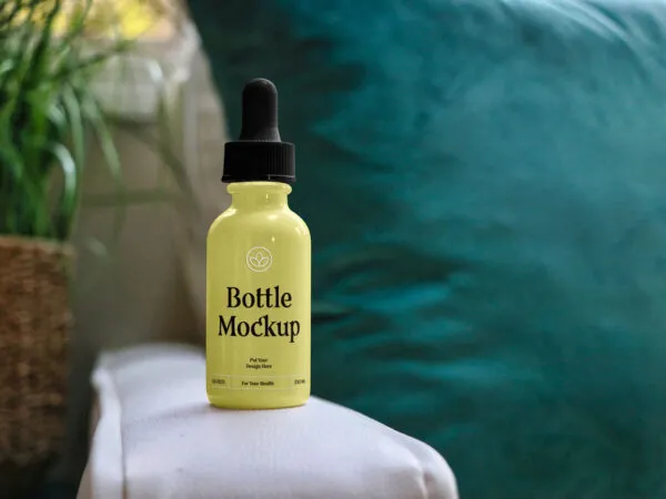 Front View of Realistic Medicine Mini Bottle Mockup 1