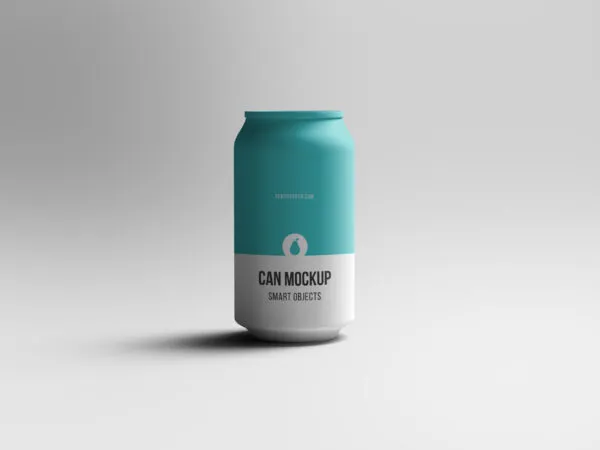 Front View of Realistic Soda Can Mockup 1