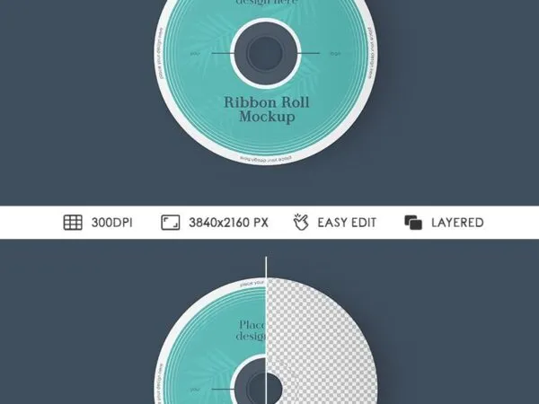 Front View of Ribbon Roll Mockup 1