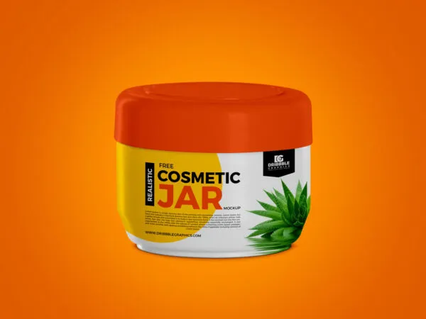 Front View of Round Cosmetic Jar Packaging Mockup 1