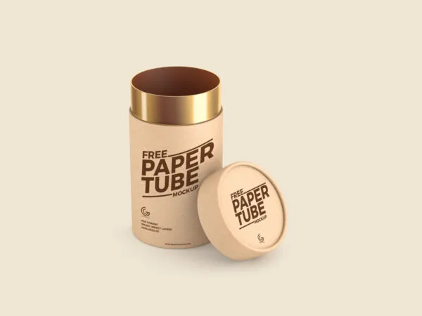 Front View of Round Paper Tube Packaging Mockup 1