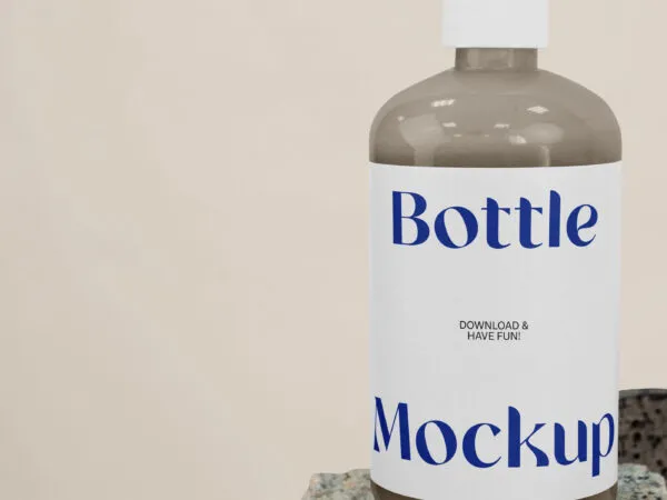 Front View of Rounded Bottle Mockup on Stone 1