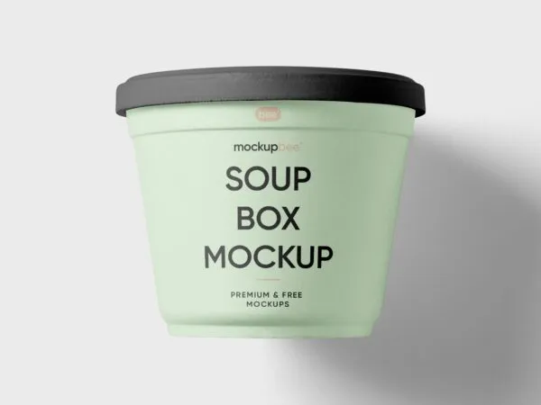 Front View of Rounded Soup Box Mockup 1