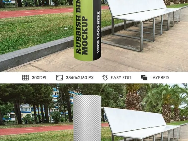 Front View of Rubbish Bin Mockup 1