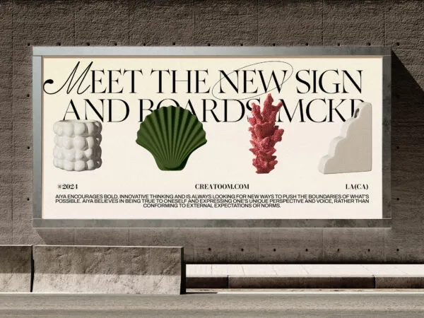 Front View of Sidewalk City Billboard Mockup 1