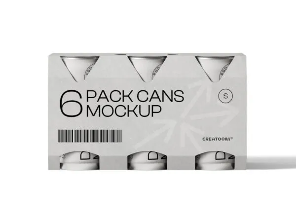 Front View of Simple 6 Pack Cans Mockup 1
