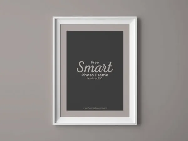 Front View of Simple Wall Mounted Photo Frame Mockup 1
