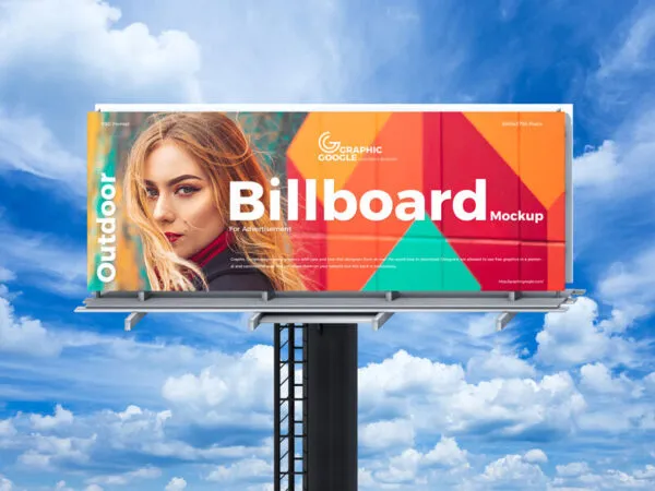 Front View of Sky Outdoor Billboard Mockup 1