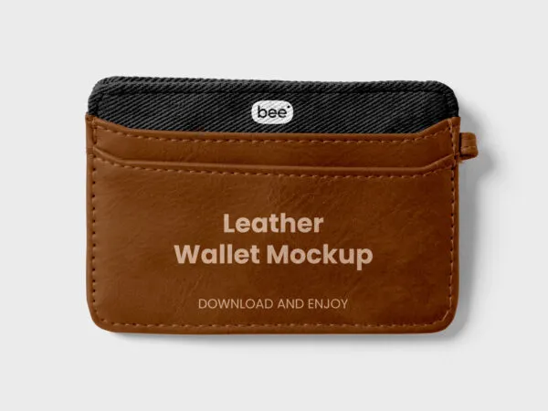 Front View of Small Leather Wallet Mockup 1